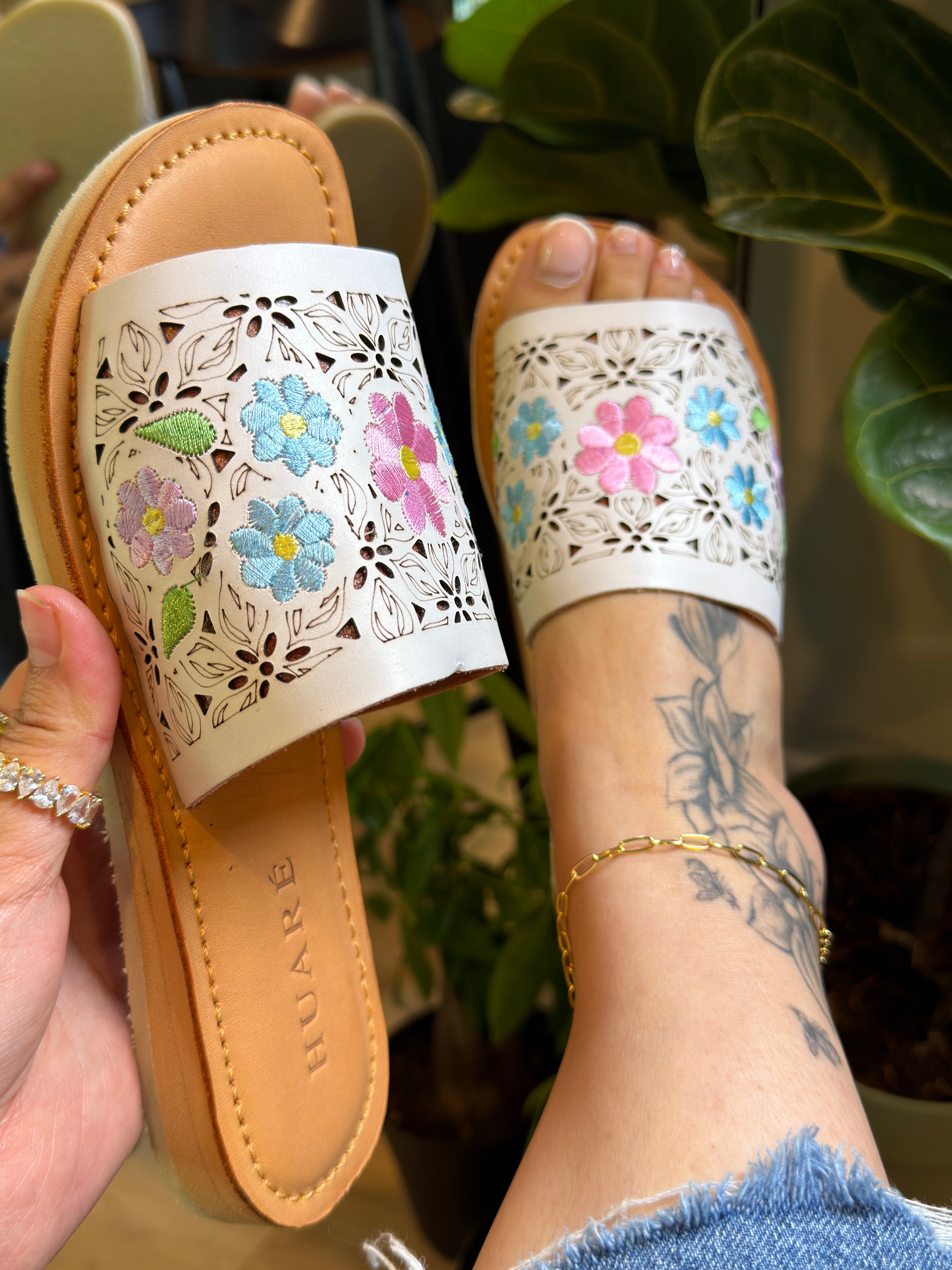embroidered sandals, Mexican embroidered sandals, comfort slide sandals, floral embroidered slides, artisan sandals, boho sandals, Mexican fashion sandals, comfort sole sandals, colorful embroidered shoes, handmade inspired sandals